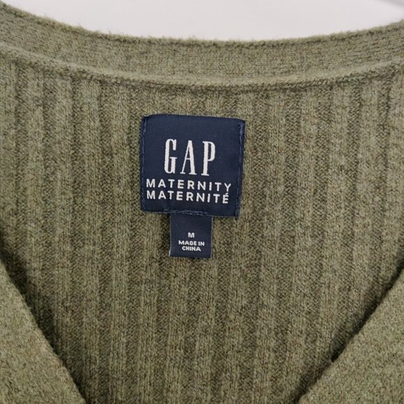 GAP Maternity Women's Dress Size M Olive Knit Ribbed Cotton Stretch Comfy Casual - Picture 2 of 10
